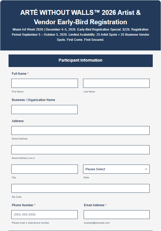 Arte Without Walls (Registration Form)